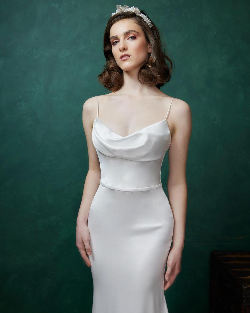 La23253 simple classic wedding dress with buttons down the back3